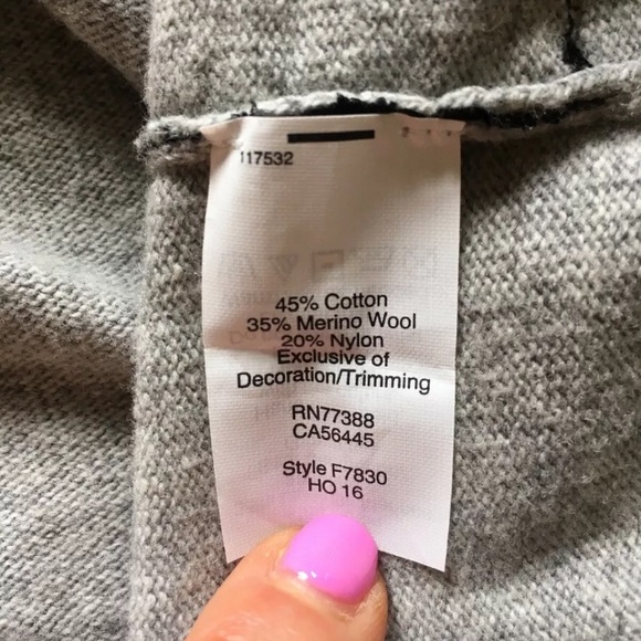 J Crew Sz L Wool Blend Gray Sweater Black Lace - Picture 7 of 8